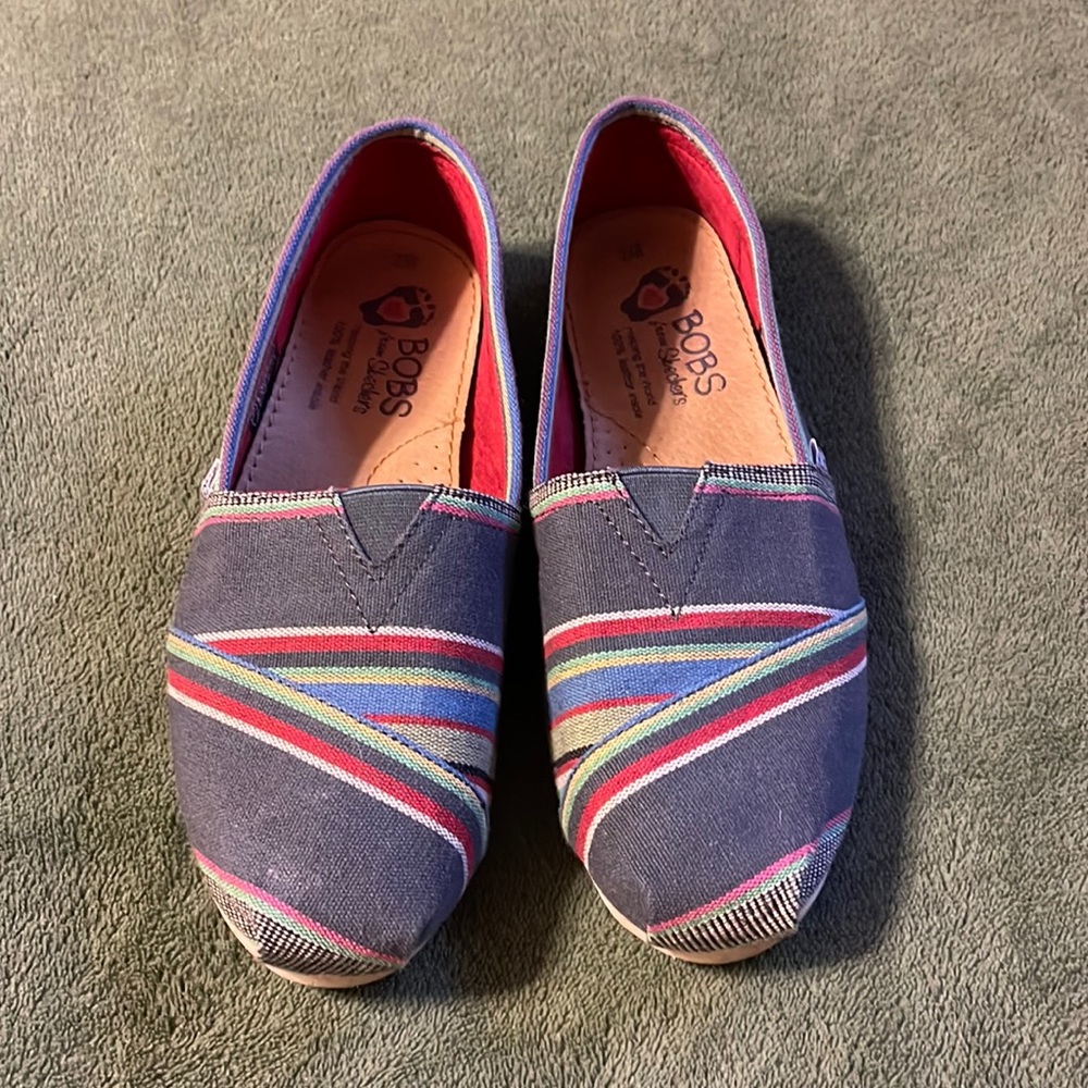 Bob’s Navy With Stripes Canvas Shoes